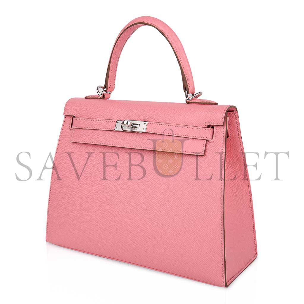 HERMÈS MASTER KELLY SELLIER 25 BAG PINK ROSE CONFETTI PALLADIUM HARDWARE EPSOM (25*17*7cm) 